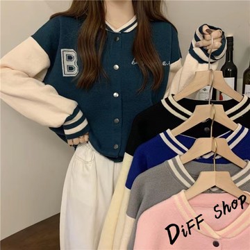 韓版撞色字母棒球外套【J384】