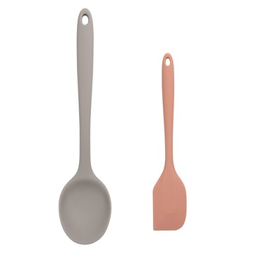 Dailylike Bonbon 矽膠廚具組  矽膠刮刀 乾燥玫瑰色+矽膠刮杓 可可色  1組