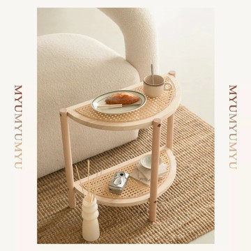 隔日到貨｜藤編床頭櫃 雙層置物架 床邊收納櫃 邊桌 沙發邊几 小茶几 收納桌 臥室床邊櫃｜MYUMYU 沐慕家居 台灣