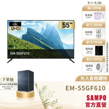 SAMPO聲寶 55型 UHD 4K 顯示器 EM-55GF610-含基本安裝+舊機回收