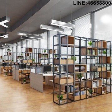 公司貨 免運 速發 附發票 屏風 公司隔斷 貨架 入戶展架 玄關 北歐客廳實木屏風展示架 九宮格鐵藝收納架 辦公室落地隔斷置物架 支持訂製