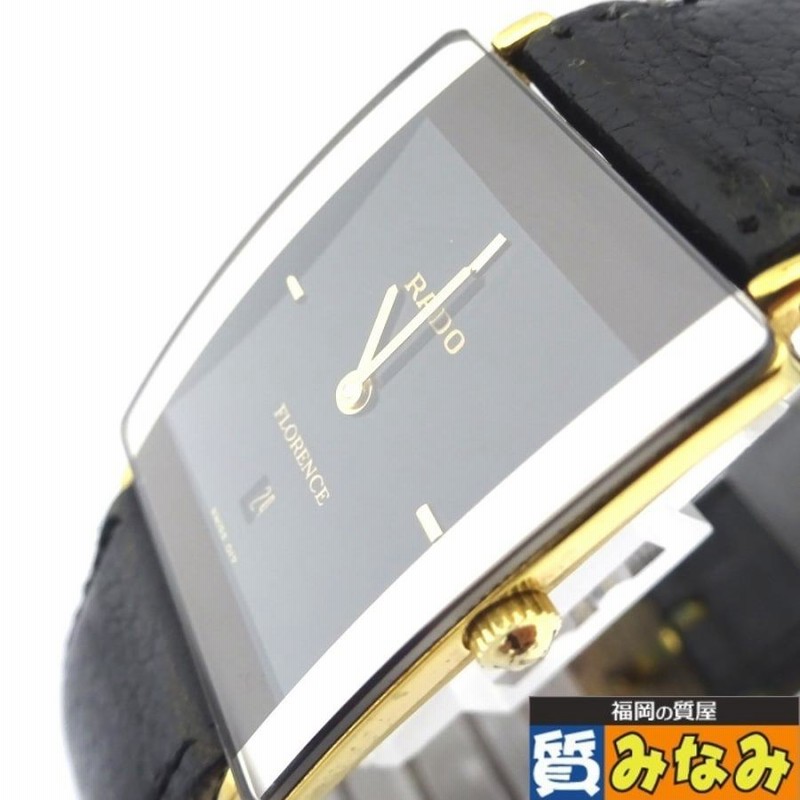 高級／稼動品】RADO フローレンス 腕時計 クォーツ 石付 2針 ブラック-