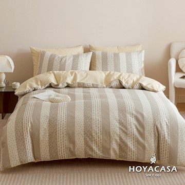 HOYACASA 100%精梳棉雙人兩用被四件式床包組-恬靜花語(天絲入棉30%)