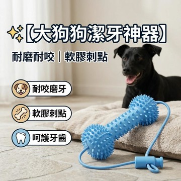 ✨【大狗狗刷牙神器】🐶帶彈力掛繩 可調節鬆緊狗狗潔齒磨牙棒🦷軟膠刺點刷牙玩具 耐磨耐咬解悶寵物 潔牙神器去除口氣牙垢