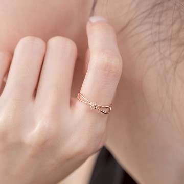 立體線條蝶結意象戒指-C20227