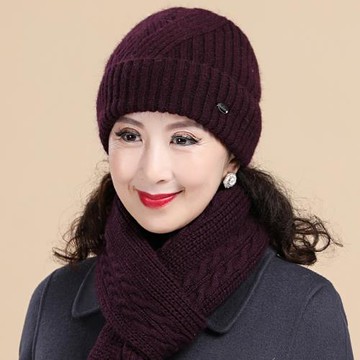 老人帽子女奶奶中老年人媽媽婆婆老太太秋冬天兔毛加絨針織毛線帽