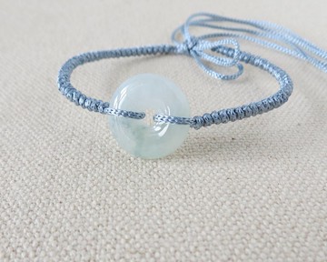 本命年【歲歲平安】平安扣翡翠絲光編織手鍊*SS40*招財、保平安