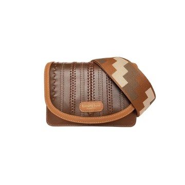 百變換蓋真皮風琴小方包 - 手編棒球