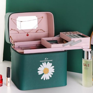 化妝包大容量簡約便攜雙層女大號收納包盒品手提化妝箱2020新款超