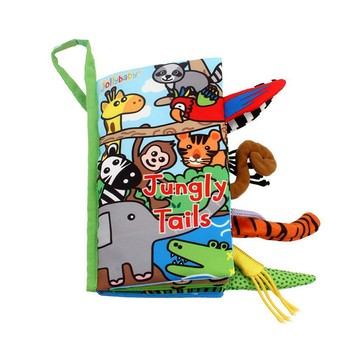 JoyNa - 寶寶布書 英文啟蒙動物尾巴觸覺學習書-新叢林尾巴 (21*11cm)