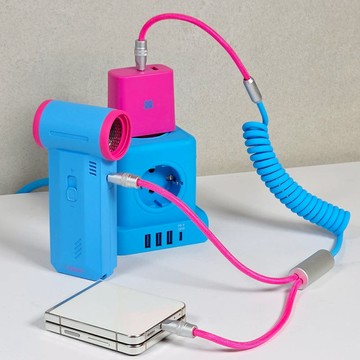 【預購】2in1 韓系撞色超快充傳輸線｜Type-C ( 二入組 ) 天空粉 + 葡萄綠