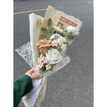免運💯毛綫編織花束diy材料包520情人節母親節永生花自製禮物送女友成品diy毛綫/手工編織/材料包 QFHH
