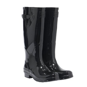 韓國 ROCKFISH ORIGINAL GLOSS RAIN BOOTS LONG 女款 經典光澤高筒雨靴 黑色BLACK