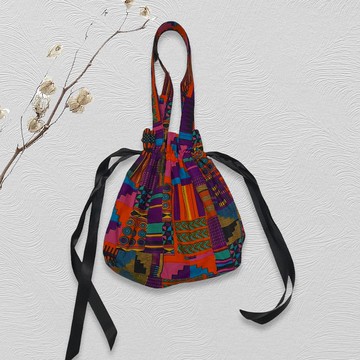 抽繩包，緞帶，非洲面料，單肩包，旅行包，布包