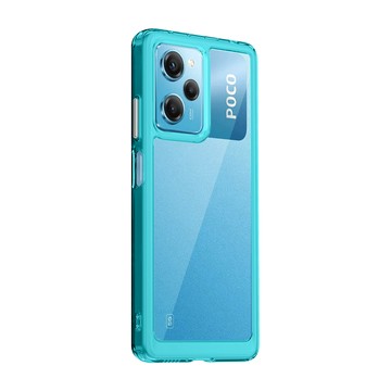 POCO 手機殼 晶透炫彩 POCO X5 Pro 5G 四角氣囊防摔保護 軍規軟邊手機殼(天青藍)