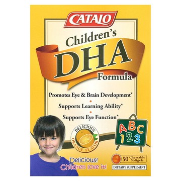 CATALO, 兒童 DHA 配方，橙味，50 粒咀嚼軟膠囊
