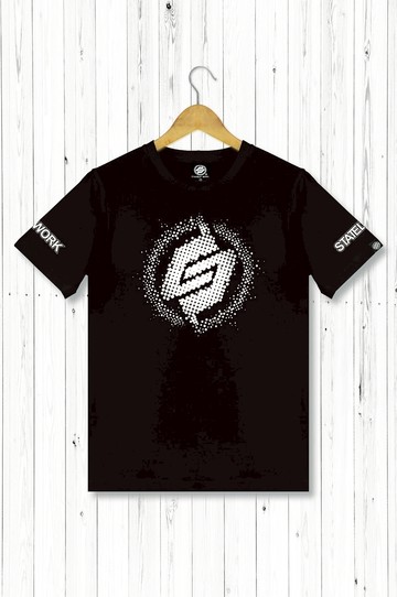 STATELYWORK 網點LOGO T-男短T桖-黑