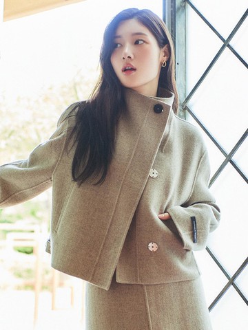 Handmade High Neck Wool Blend Short Jacket (NEW4WM915_9U)