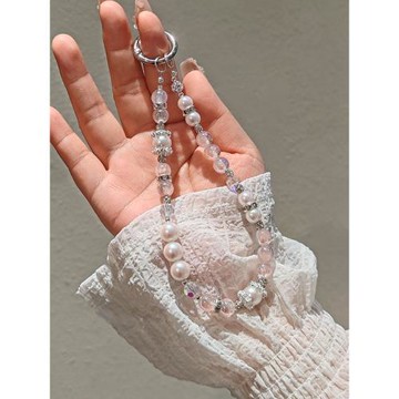 Yootime原創輕奢粉色手機鏈串珠珍珠掛手腕高級感cdd相機電話殼繩