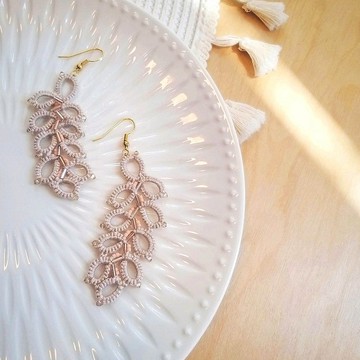 手工耳環 手工蕾絲編織施華洛水晶耳環 客制化