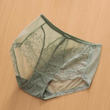 女式全蕾絲純棉底檔三角內褲涼感性感包臀大碼透氣夏季透明火辣褲