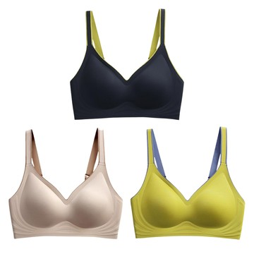 【CS22】果凍乳膠撞色無鋼圈內衣S-2XL(3件/入)