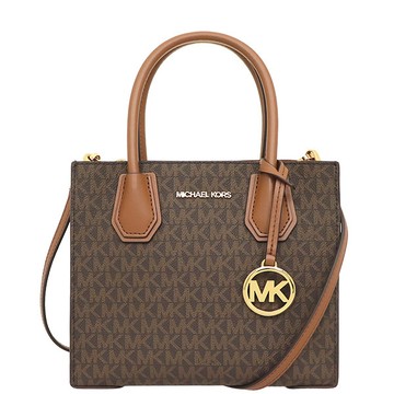 MICHAEL KORS 經典滿版風琴包 手提斜背包 老花PVC塗層帆布 側背包 M71889 咖啡色MK(現貨)▶指定Outlet商品5折起☆現貨【送禮首選★APP下單點數4倍送】