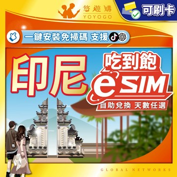 【悠遊購】印尼eSIM｜印尼網卡 esim印尼 吃到飽 高速上網 印尼上網 峇里島 esim 24H自助兌換快速發貨