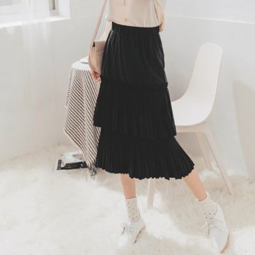 OB嚴選-甜美雙層百褶造型魚尾中長裙《CA1851-》