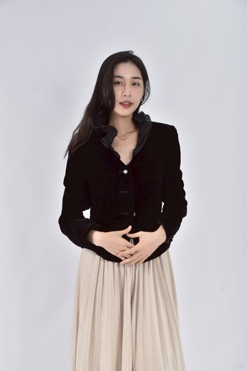 (S) laicarfore絨布黑色長袖上衣