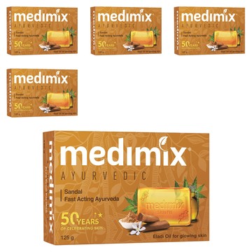 medimix 印度檀香皂 125g 添加檀香油 經典草本香皂 溫和清潔不刺激  5個