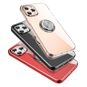 iPhone12 ProMax TPU透明指環支架手機保護殼 12ProMax手機殼 透黑款