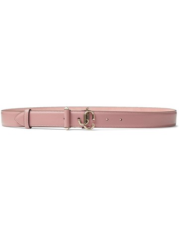 Jimmy Choo - logo-buckle leather belt - women - Calf Leather/Brass/Calf Leather - 95 - Pink