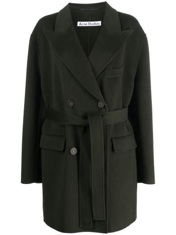 Acne Studios - belted double-breasted wool coat - women - Wool - 38 - Green