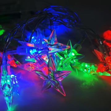 摩達客 LED透明星星電池燈 20燈 彩色光 1組 - 聖誕節裝飾燈串