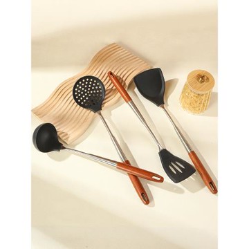 硅膠鍋鏟不粘鍋專用鏟木柄把炒菜鏟子耐高溫廚具套裝鏟勺全套家用