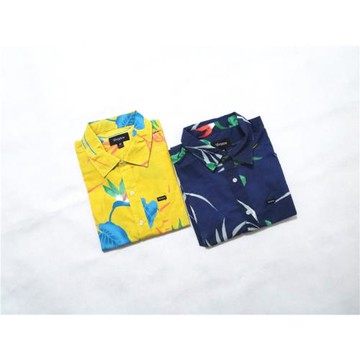 美式加州街頭潮牌復古水洗大花短袖襯衣男士夏季沙灘度假滑板襯衫