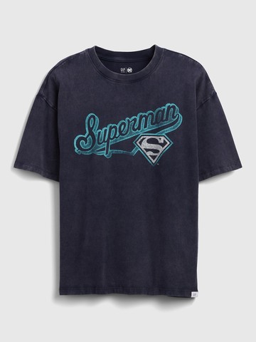 男童裝 Gap x DC™正義聯盟聯名 純棉印花圓領短袖T恤-海軍藍