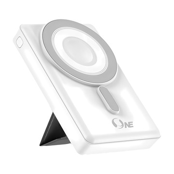 o-one 無線磁吸行動電源 ONE-PH15 支援手機手錶耳機無線充電 溫控系統 超輕質感 隱藏磁吸支架 15W快充  珍珠白