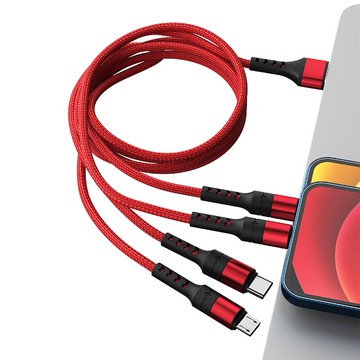 一拖四快充編織適用華為Type-C雙安卓四合一車載多功能數據線