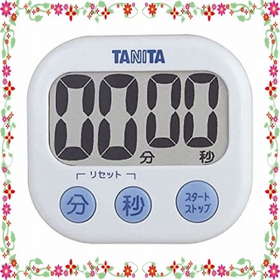 タニタ キッチン タイマー マグネット付き 大画面 100分 ホワイト TD-384 WH でか見えタイマー