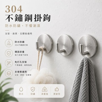 【隔日到貨🇹🇼】304不鏽鋼無痕圓掛勾(3M背膠) 無痕掛鉤 無痕勾 不鏽鋼掛勾 圓掛勾 擦手巾掛勾 浴室掛勾