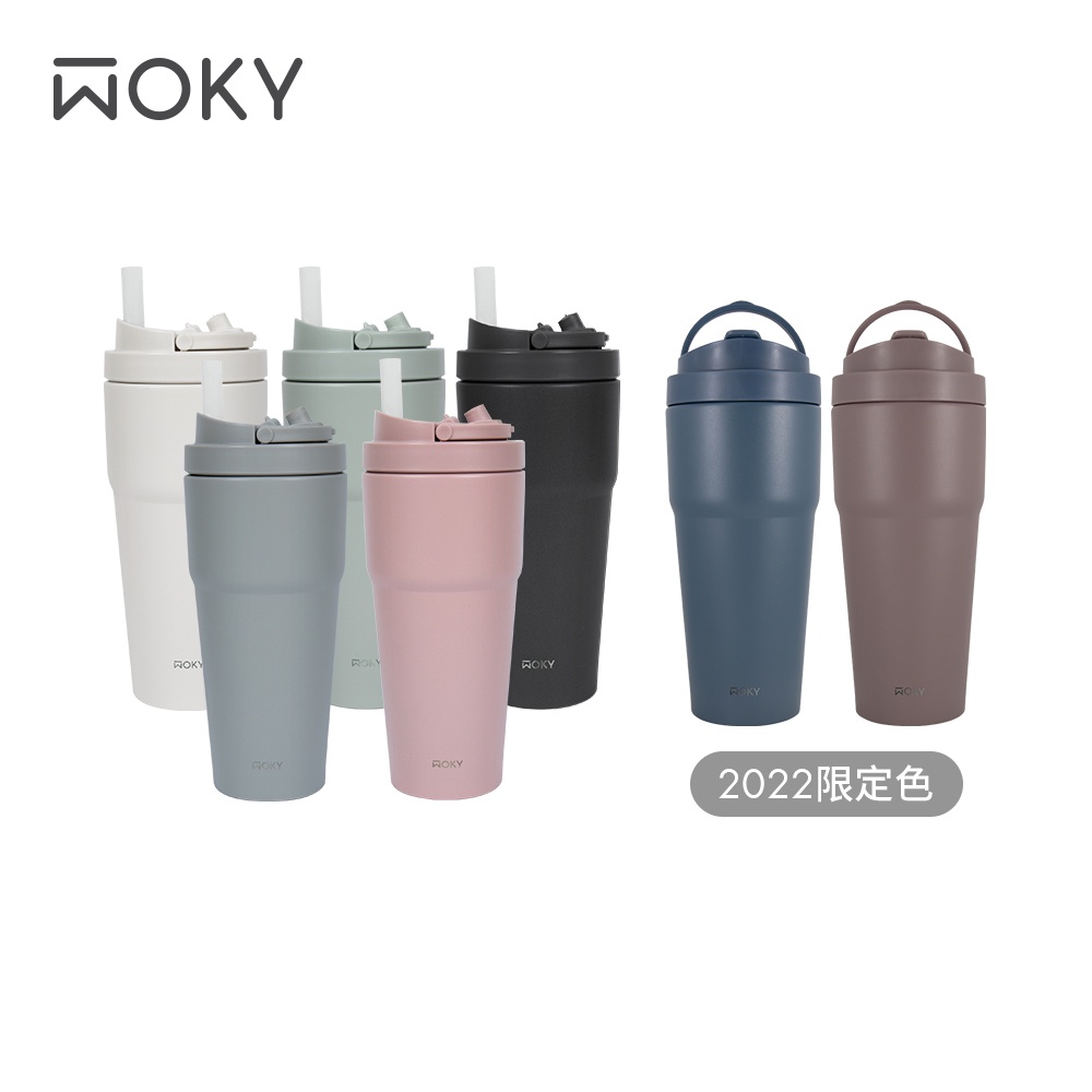 【WOKY 沃廚】手提激凍輕芯鈦瓷易潔層保溫杯750ml(附吸管)-預購中