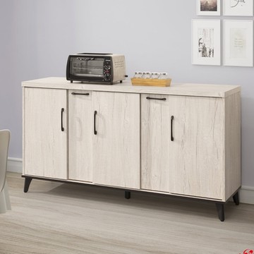 MUNA家居 炭燒白橡色5尺木面餐櫃全組/L550-1 151X40X85cm