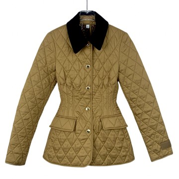 (S) burberry質感收腰鋪棉棕色外套