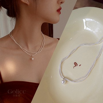 【Gulicc】古莉可 項鍊 愛慕 雙層珍珠吊墜項鍊