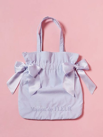 經典格紋蝴蝶結束口手提包(08000341900) - Maison de FLEUR