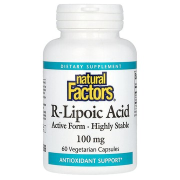 Natural Factors, 右旋硫辛酸，100 毫克，60 粒素食膠囊