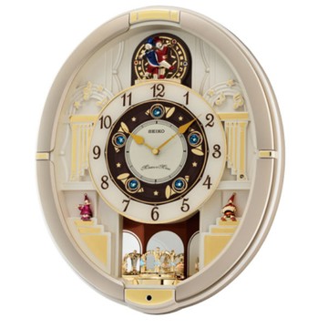 seiko SK037 精工鐘 (QXM290S) 歐洲人偶工藝旋轉面盤橢圓形音樂鐘/45.5*38.4*10.1 cm｜樂天領券現折★全館特惠中★指定刷卡回饋10%