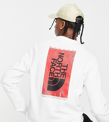 The North Face Vertical Topographic back print sweatshirt in white Exclusive at ASOS